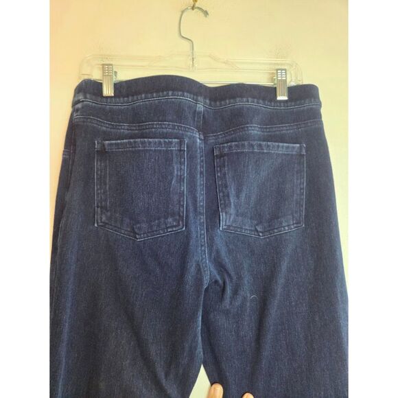 Spanx Women Blue Pull On Straigth Leg Bodysculting Denim Pants size Large Tall - Picture 2 of 7